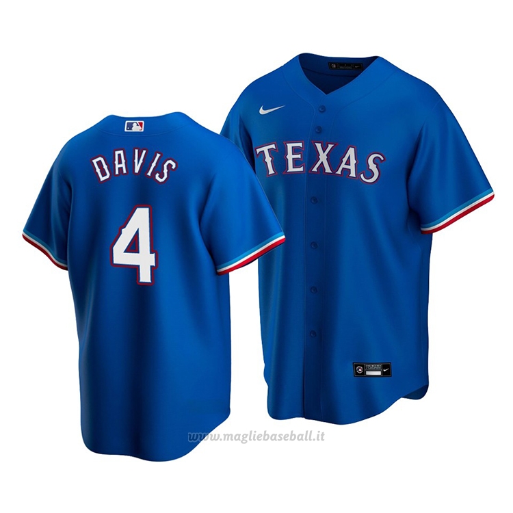 Maglia Baseball Uomo Texas Rangers Khris Davis Alternato Replica Blu